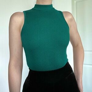 FASHION NOVA pine green ribbed mock neck top